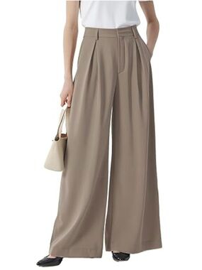 High-Rise Wide-Leg Trousers in mocha